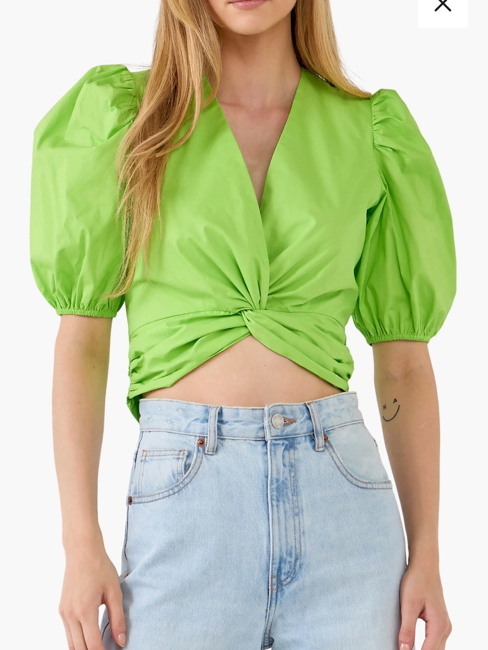 English Factory Puff Sleeve Crop Top